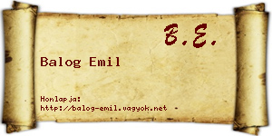 Balog Emil névjegykártya